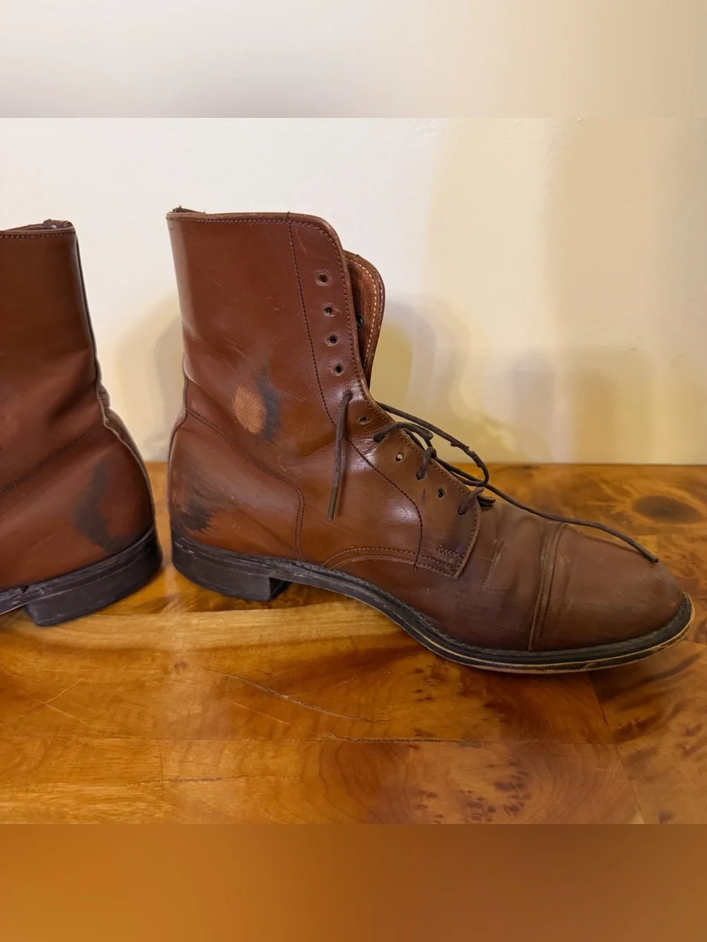 Vintage Leather Boots Cap Toe England Size 5